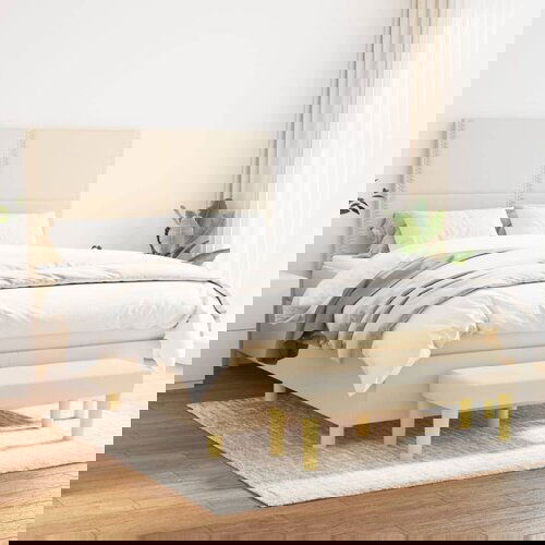 The Living Store Box spring postelja z vzmetnico krem 140x200 cm blago - Box Spring Postelja, (21513133) Slike