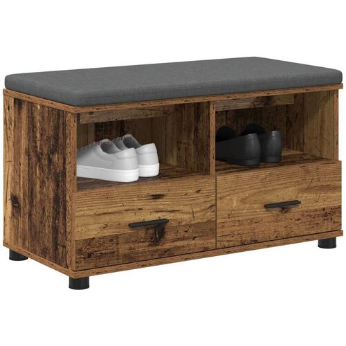  Klupa za hodnik s jastukom Staro drvo 80 x 38 x 46 cm Slike
