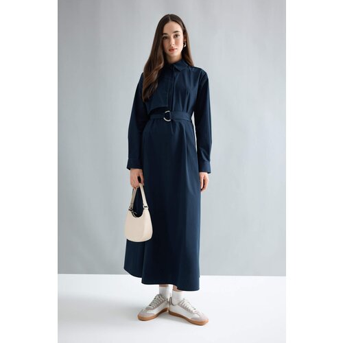 Defacto Relax Fit Shirt Collar Poplin Low Shoulder Long Sleeve Dress Slike
