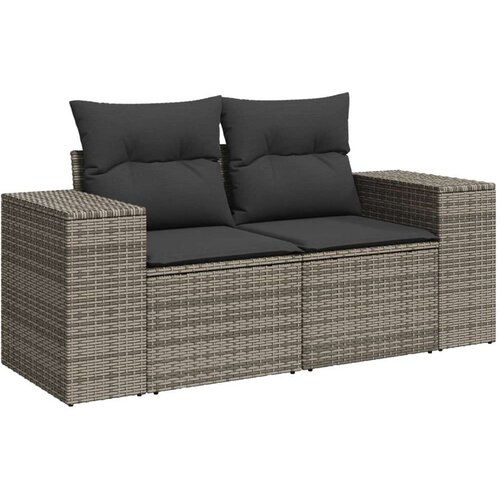 VidaXL 9-dijelni set vrtnih sofa od poliratana s jastucima sivi Slike
