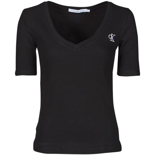 Calvin Klein Jeans ck rib v-neck tee crna Slike