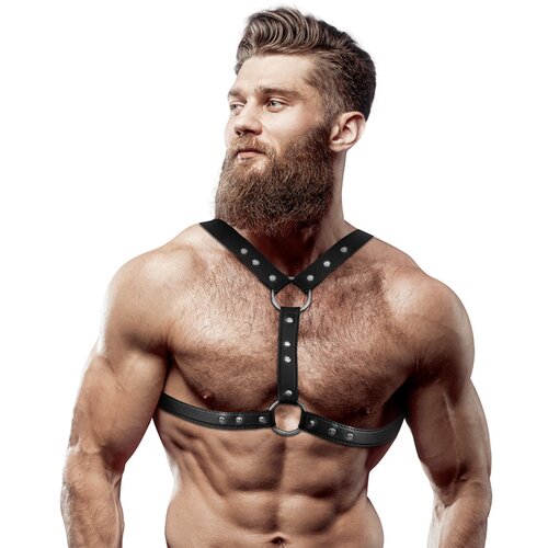 Fetish Submissive Attitude Chest Harness Double Fastening & Studs Eco Leather Men Black Cene