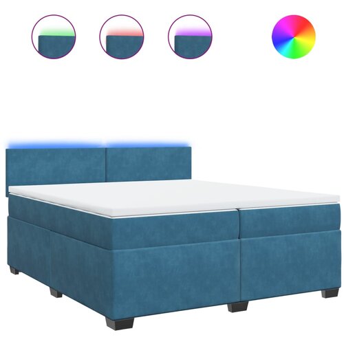VidaXL Box spring postelja z vzmetnico modra 200x200 cm žamet, (21306168) Slike