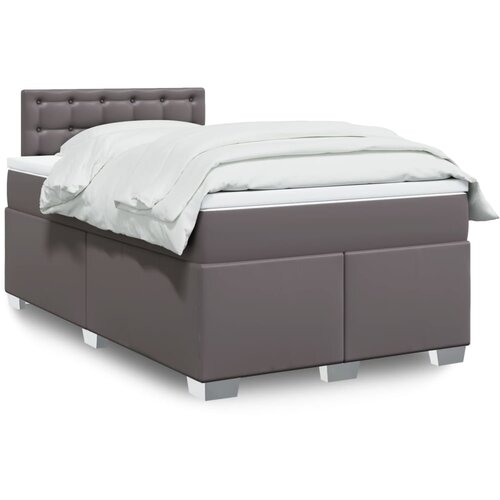  The Living Store Box spring postelja z vzmetnico siva 120x200 cm umetno usnje - Box Spring Postelja, (21458156) Cene