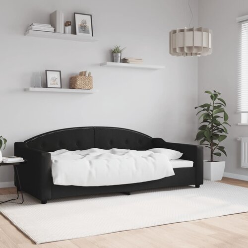  Dnevni krevet crni 90 x 190 cm od tkanine Cijene