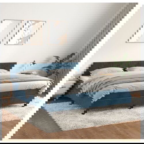 vidaXL Box spring postelja z vzmetnico temno modra 160x200 c Cene