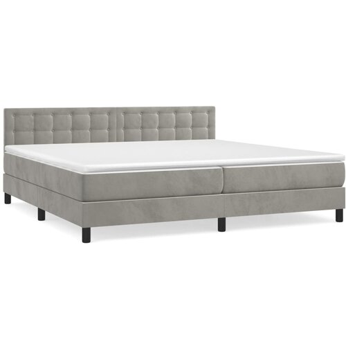 VidaXL Box spring postelja z vzmetnico svetlo siva 200x200 cm žamet, (20846729) Slike