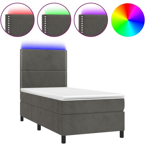 Maison Chic Box spring postelja - Vzmetna postelja z vzmetnico LED temno siva 80x200 cm žamet SL21692, (21902121) Cene