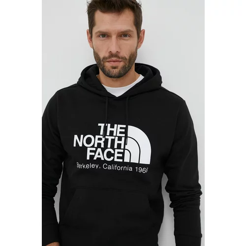 The North Face Bombažen pulover moška, črna barva, s kapuco