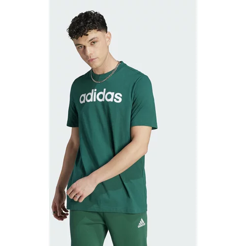 Adidas Majica Essentials Single Jersey Linear Embroidered Logo T-Shirt IJ8658 Zelena Regular Fit