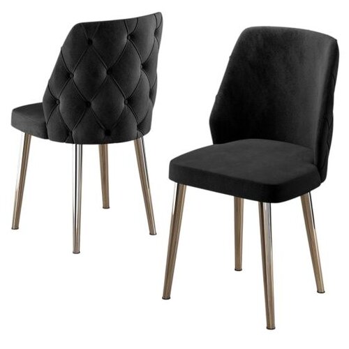 Hanah home set trpezarijskih stolica Leja 6 kom, crna tkanina Babyface, hromirane metalne noge Cene