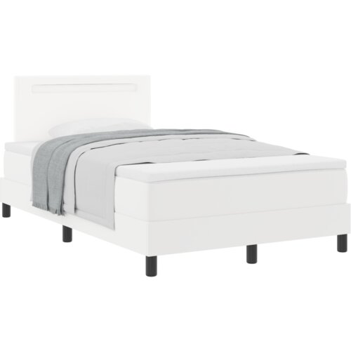 Box Spring krevet s madracem bijela boja 120 x 200 cm umjetna koža Slike