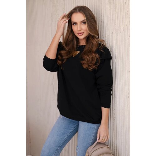Kesi Cotton blouse with ruffles on the shoulders black Slike