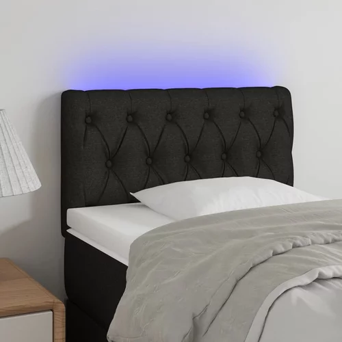 vidaXL LED posteljno vzglavje črno 80x7x78/88 cm blago