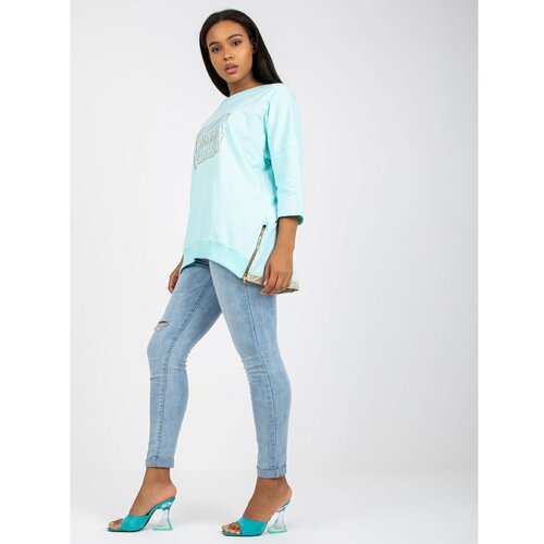 Fashion Hunters Mint plus size blouse with an applique Slike