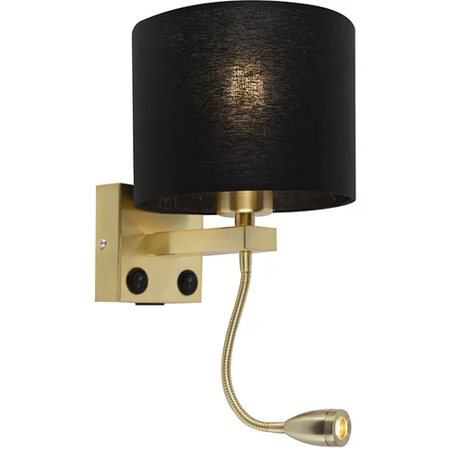 QAZQA Art deco stenska svetilka zlata z USB in črno senco - Brescia