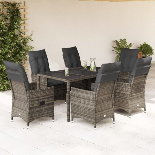  7-dijelni vrtni blagovaonski set sivi od poliratana Siva 150 x 90 x 75 cm Slike