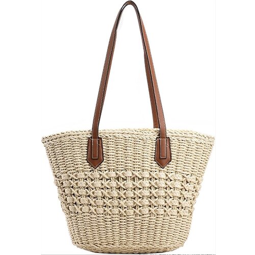 INF Velika slamnata torba za na plažo v francoskem stilu Beige, (21684500) Cene