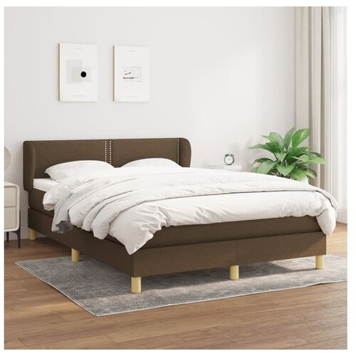 VidaXL Box spring postelja z vzmetnico temno rjav 140x190 cm Slike