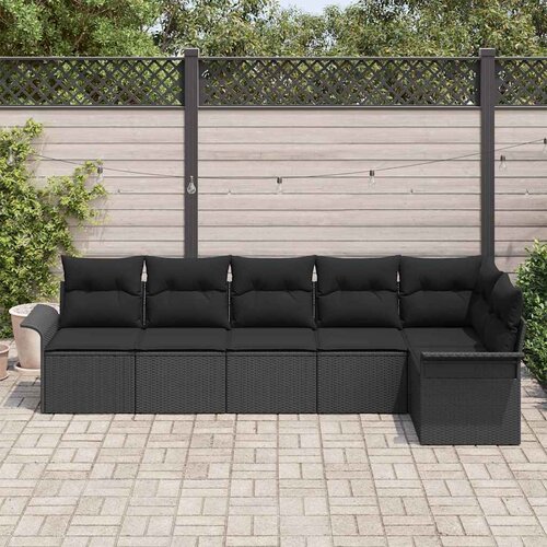  Sjedeća garnitura za vrt 6 kom. Crna poliratan 297,5 x 132,5 x 85 cm Slike