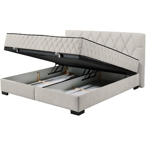 MID.YOU POSTELJA Z VZMETNICO 180 cm x 200 cm , tekstil, leseni material bež Slike