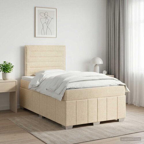  Boxspring krevet s madracem Krem 120 x 200 cm Tkanina Cijene