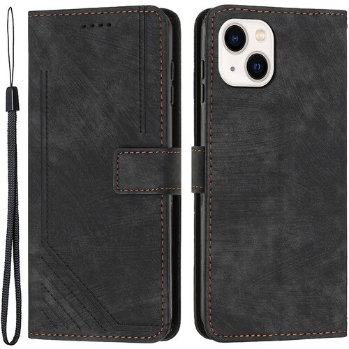 INORCO Za iPhone 13 mini stojalo, denarnica, PU usnjena torbica za telefon Skin-touch Lines Inprinted Cover, (22035343) Cene