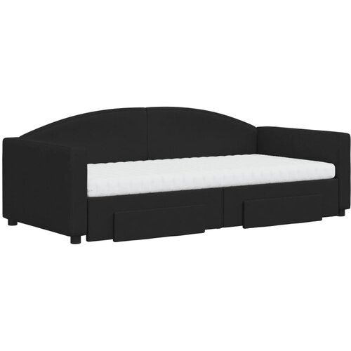  Dnevni krevet na razvlačenje s ladicama crni 90x190 cm tkanina Slike