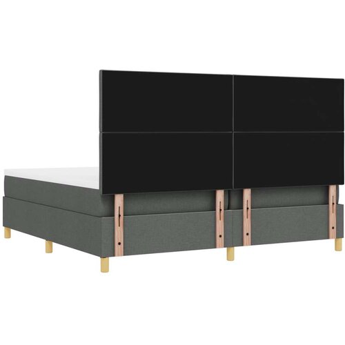 VidaXL Krevet s uzglavljem s madracem i klupom tamnosiva 200x200 cm Tkanina Slike