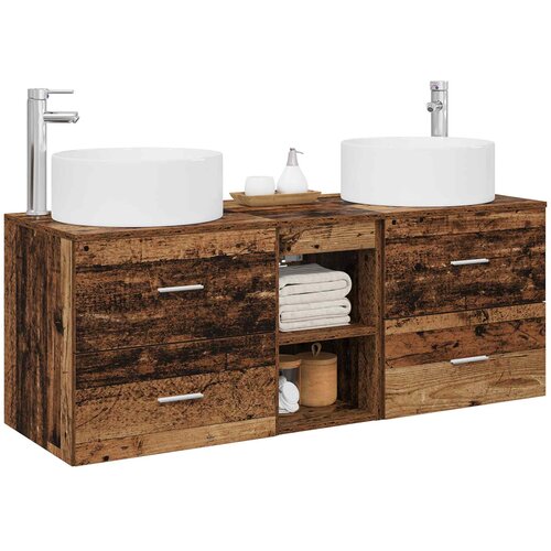  Set namje&amp;scaron;taja za kupaonicu 3 kom. Staro drvo Smeđa 49.5 x 44.5 x 65.5 cm Slike