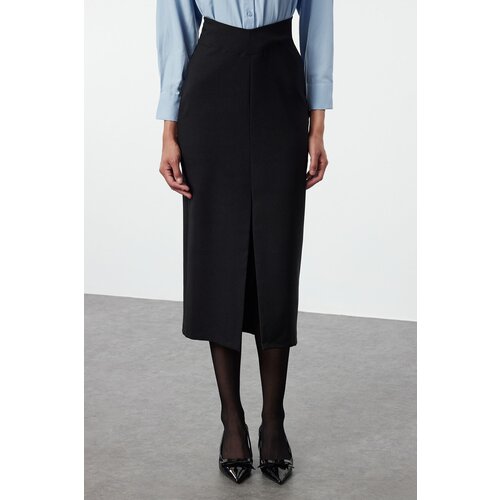 Trendyol Black Fitted Shirt Detail Maxi Woven Dress Cene