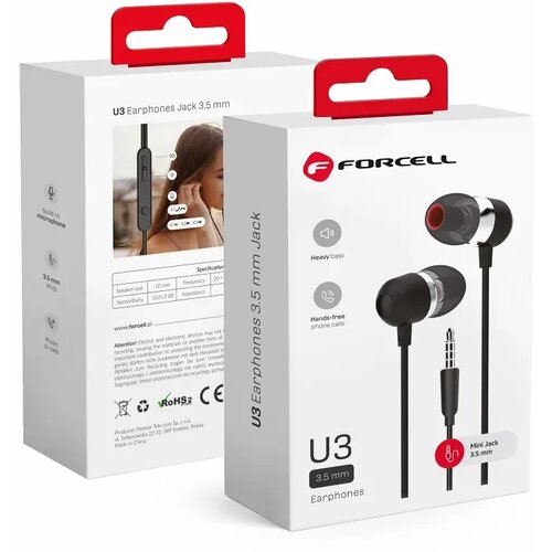 Forcell slu&amp;scaron;alice U3 3.5MM (music&amp;amp;calls) crne Slike