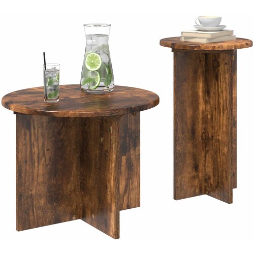  Set pomoćnih stolića 2 pcs Dimljeni hrast Konstruirano drvo Slike