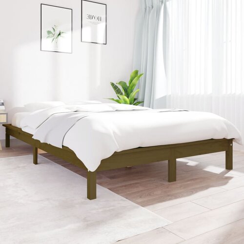 The Living Store Posteljni okvir medeno rjav 200x200 cm trdna borovina - Posteljni Okvir, (21524023) Slike