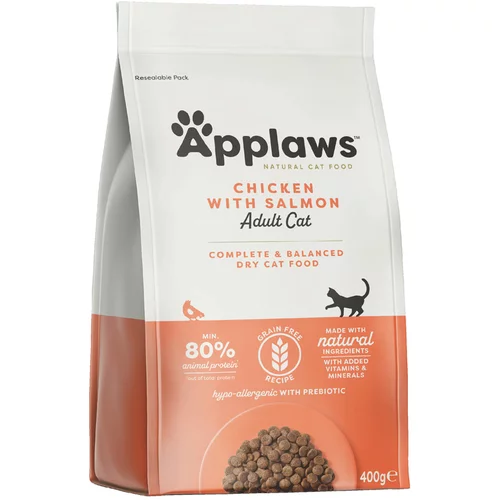Applaws 300 + 100 g gratis! suha mačja hrana 400 g - Adult piščanec & losos