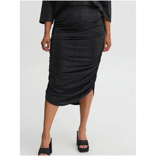 Fransa Black Women's Pencil Skirt with Metallic Fibers - Ladies