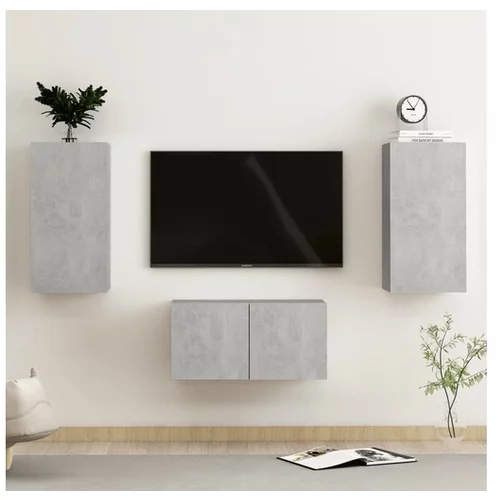  Komplet TV omaric 3-delni betonsko siva iverna plošča