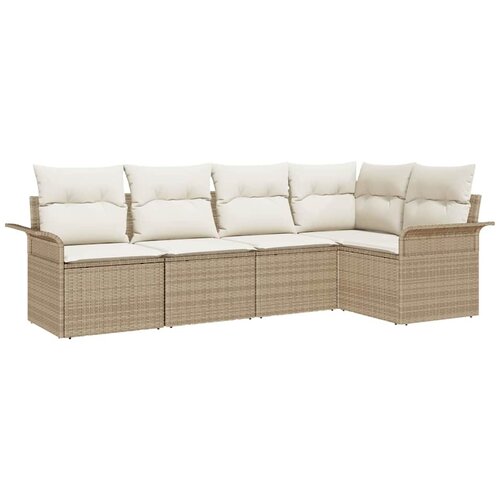  Sjedeća garnitura za vrt 5 kom. Bež poliratan 242,5 x 132,5 x 69 cm Slike