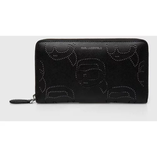 Karl Lagerfeld Usnjena denarnica ženski, črna barva