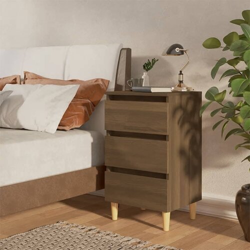 VidaXL noćni ormarići s drvenim nogama 2 kom smeđi hrast 40x35x69 cm Slike