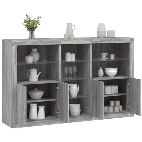 vidaXL Komoda z LED lučkami siva sonoma 162x37x100 cm Cene