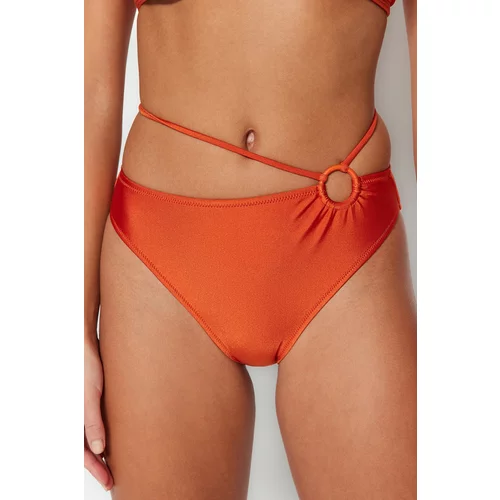 Trendyol Cinnamon Accessory High Waist Bikini Bottoms with Normal Legs