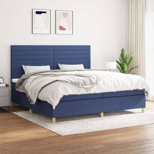  Krevet s oprugama i madracem plavi 200 x 200 cm od tkanine Slike