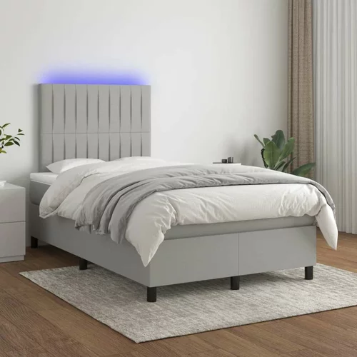  Box spring postelja z vzmetnico LED sv. siva 120x200 cm blago, (20929613)