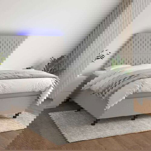  Krevet box spring s madracem LED svjetlosivi 120x200 cm tkanina Cene