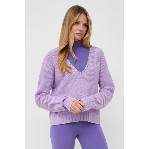 Patrizia Pepe Volnen pulover ženski, vijolična barva
