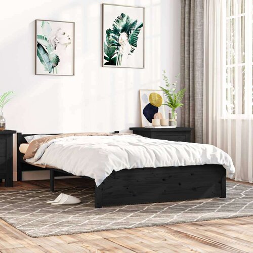 Posteljni okvir črn iz trdnega lesa 135x190 cm 4FT6, (20644937) Slike