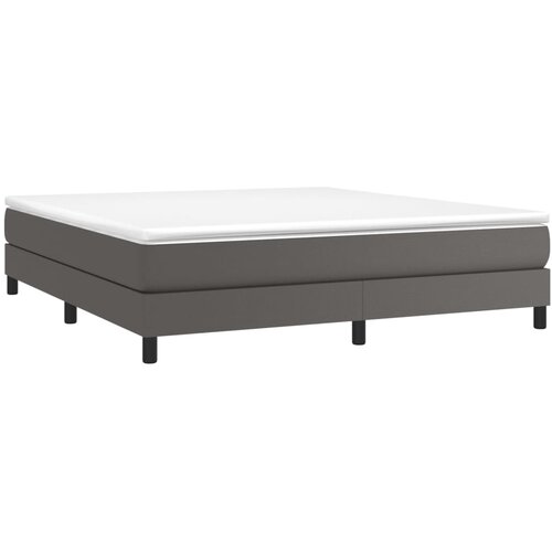  Okvir za krevet s oprugom sivi 160x200 cm od umjetne kože Slike