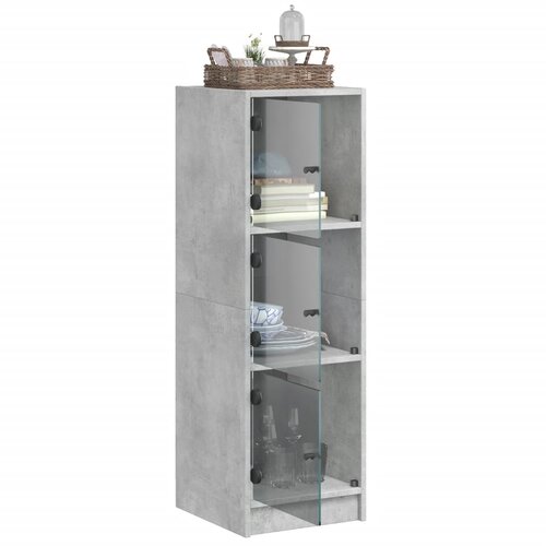  Visoka komoda sa staklenim vratima boja betona 35 x 37 x 109 cm Slike