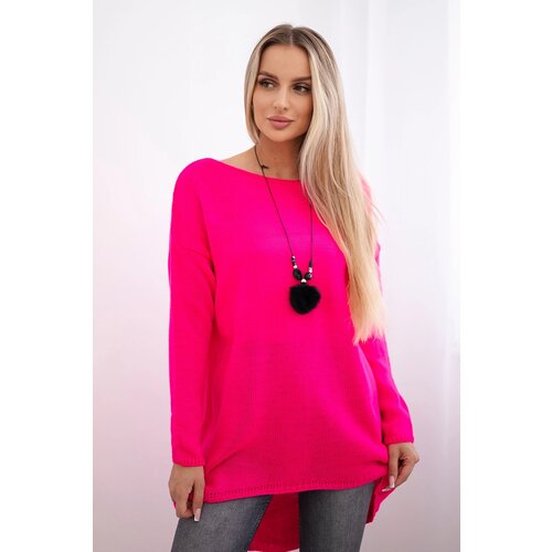 Kesi Włoski Włoski Sweater with necklace pink neon Cene